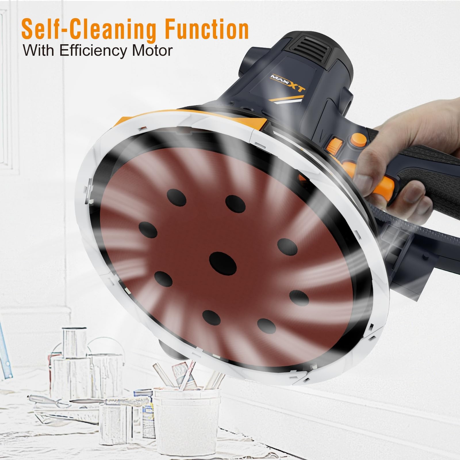 MAXXT Handheld Drywall Sander 810W, Electric for Extra Large, Gray