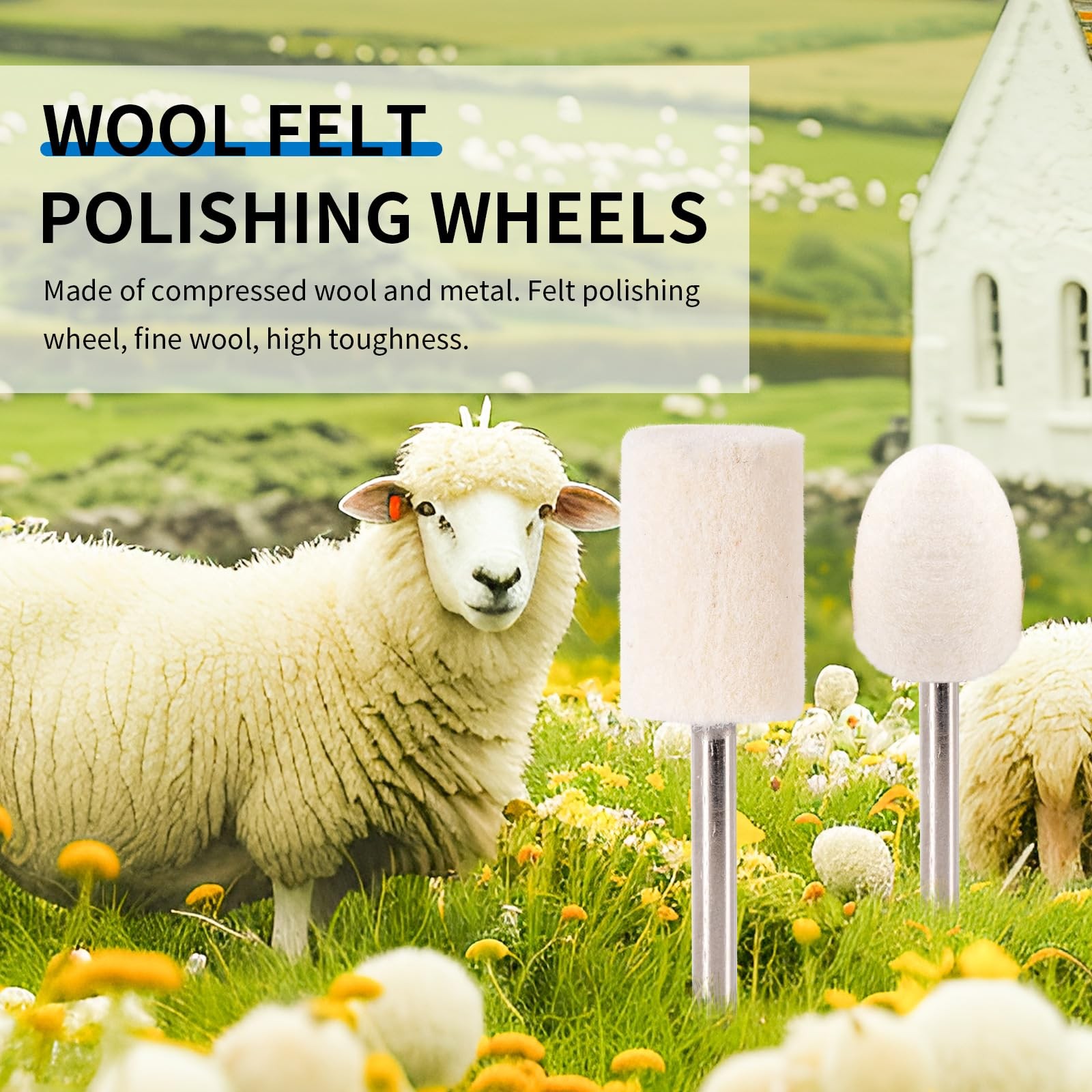 Polishing Buffing Wheel for Rotary Tool, 110PCS Wool Felt 110Pcs