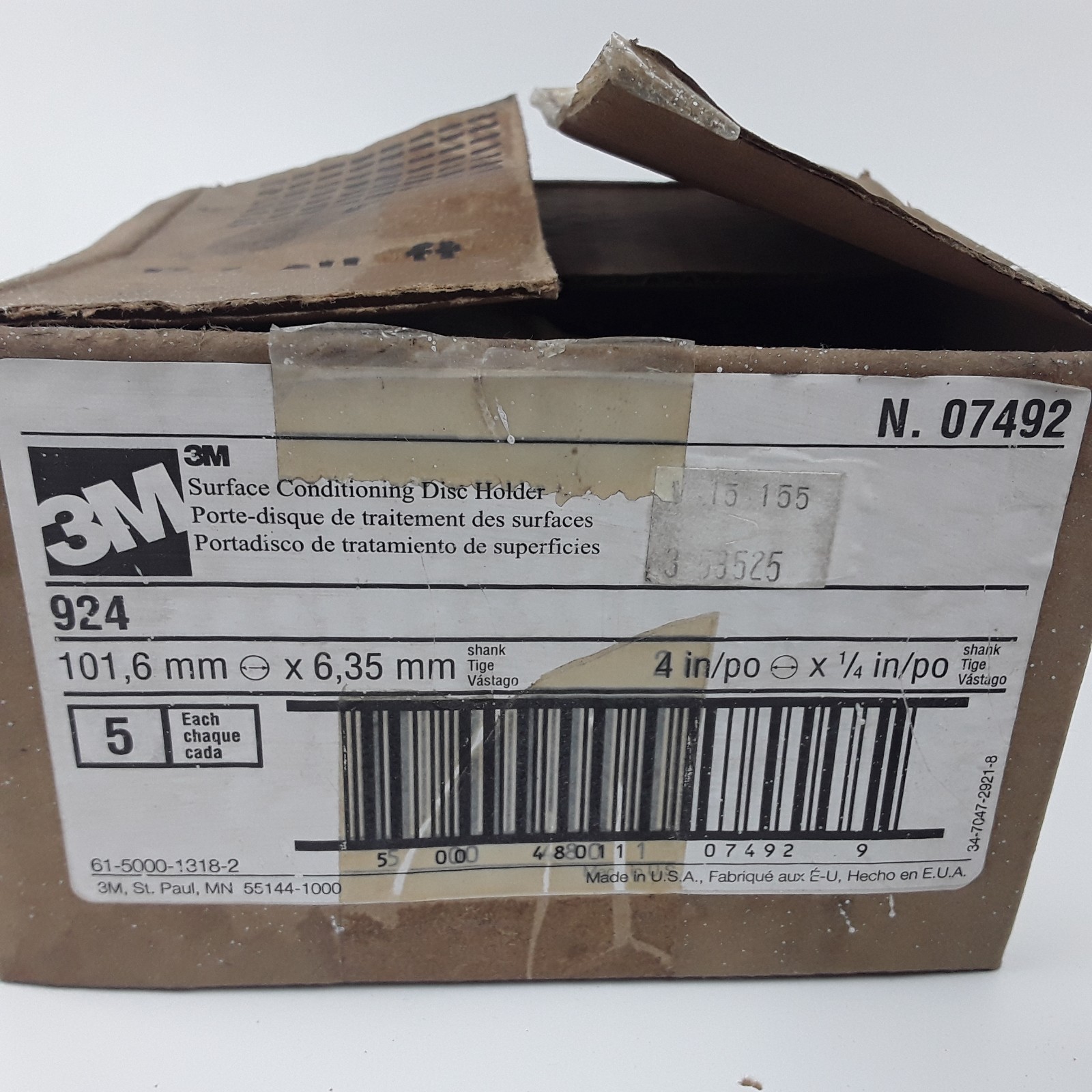 Scotch-Brite Surface Conditioning Disc Pad Holder 924, 4 in X 1/4 In, 5 Ea/case