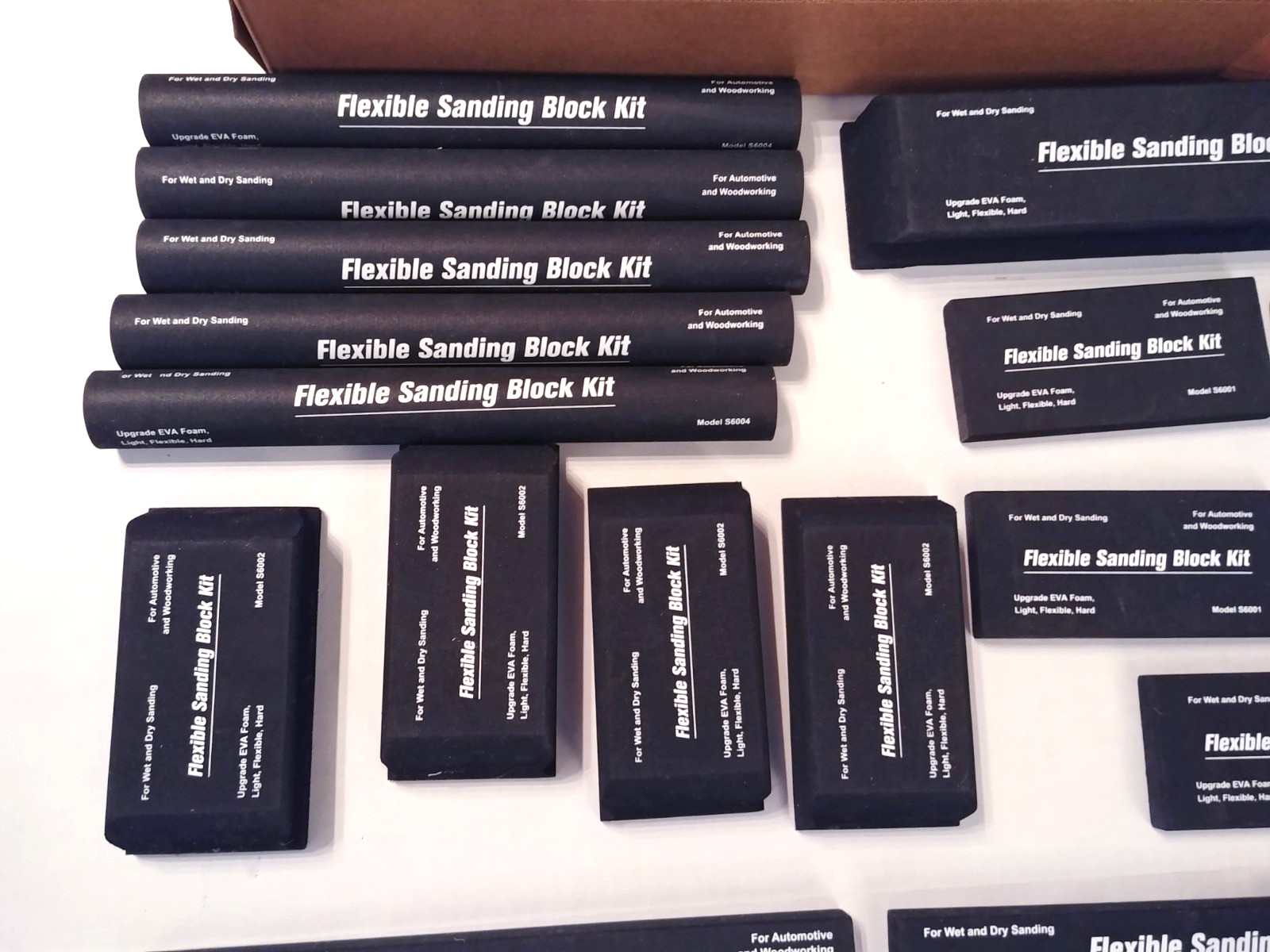 Flex EVA Foam Wet /Dry Autobody Sanding Soft Blocks Kit Automotive , Woodworking
