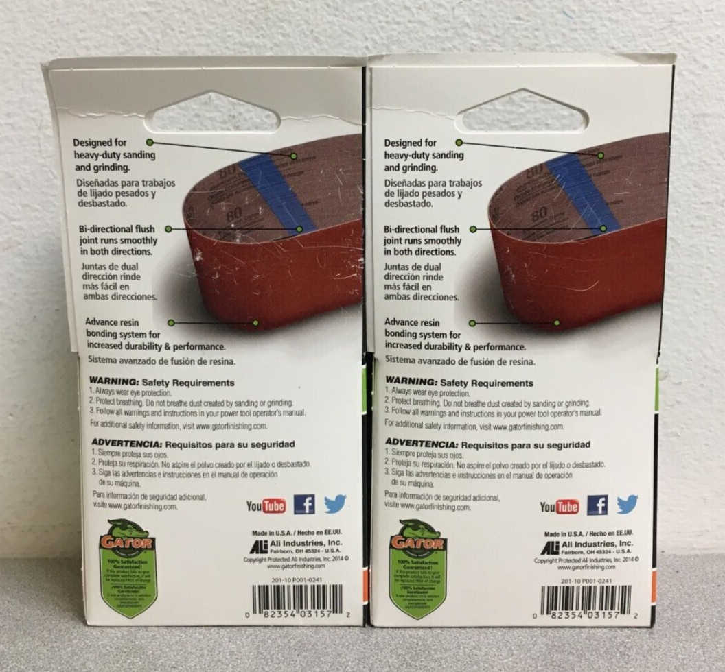 Gator 3157 3 in. X 24 in. Sanding Belts 50 Grit Coarse 2 Pks of 2 Pcs