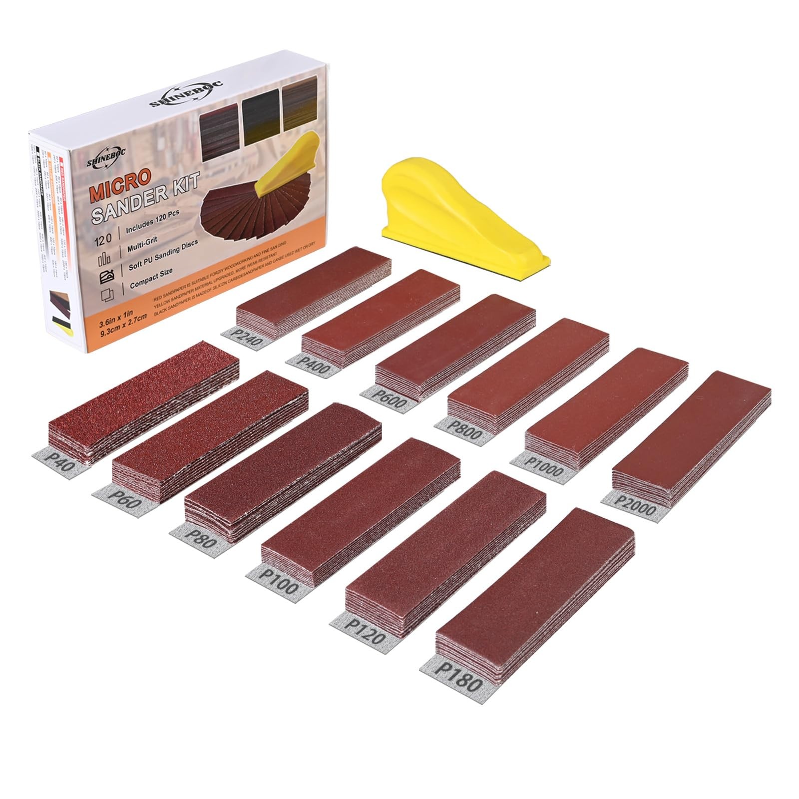 120 PCS Micro Sander Kit Mini Hand Sanding Block 402000 Grit Sandpaper Craft