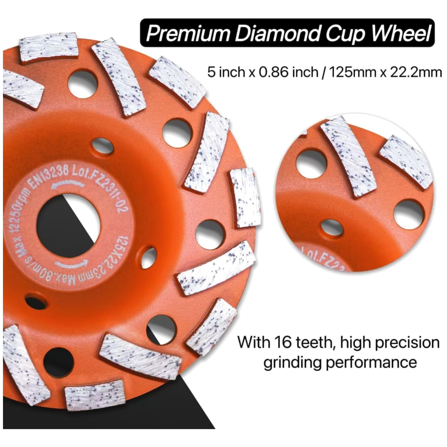 Diamond Cup Wheel + Surface Grinding Shroud Combo