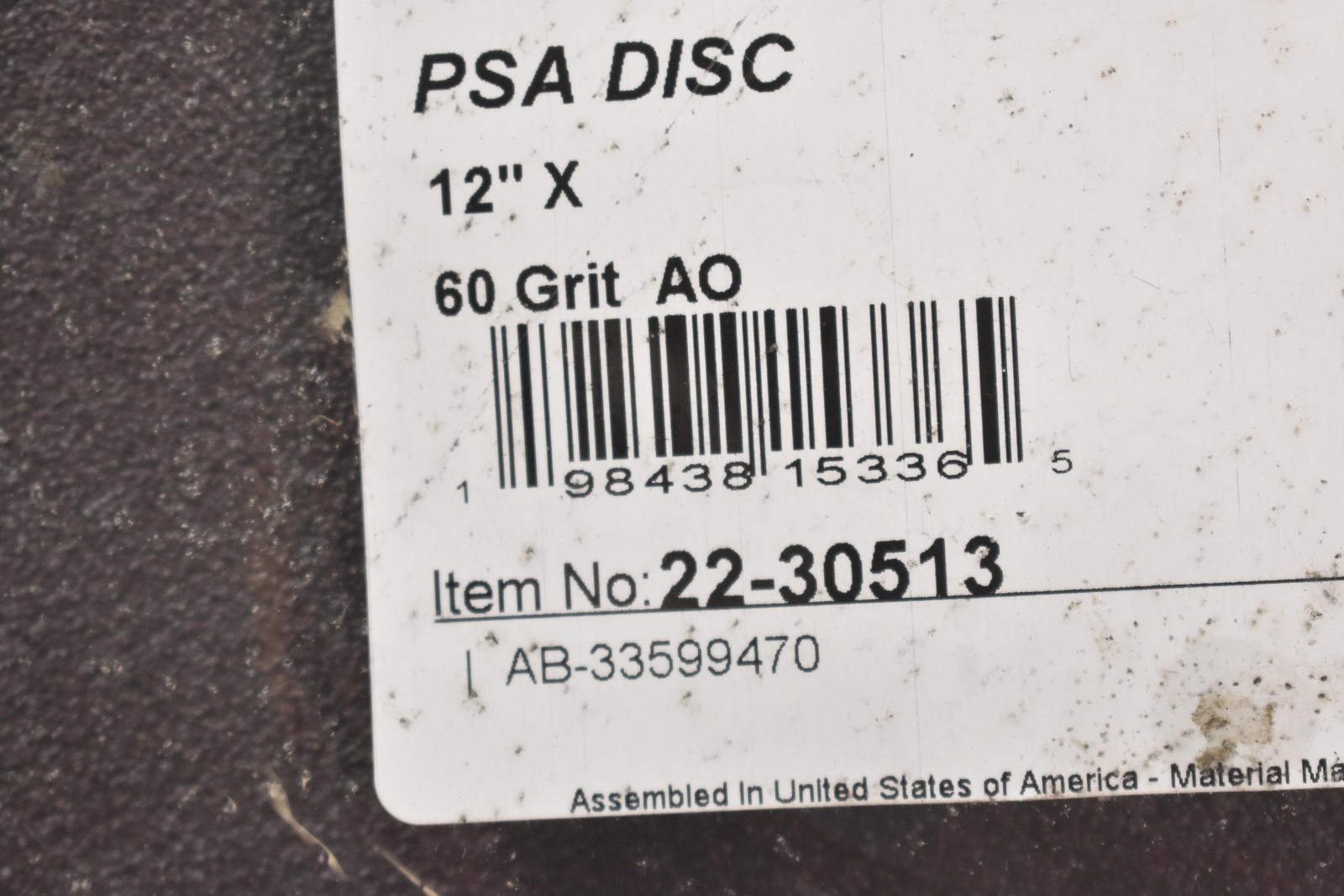 ARC PSA Sanding Discs 12 Inch 60 Grit AO Brown Adhesive Back 5 Pack 22-30513