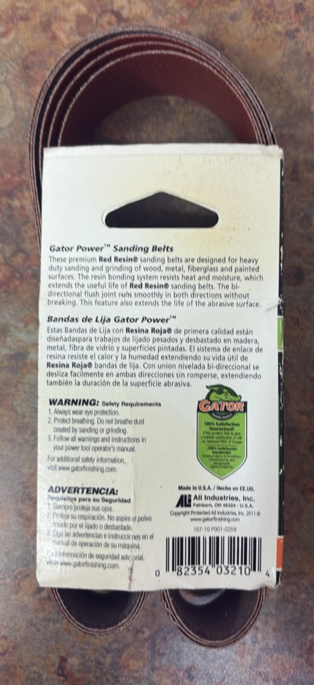 GATOR 1″x30″ Sanding Belts 120 PREPARE Fine 3 Belts Red Resin Free Shipping M O3