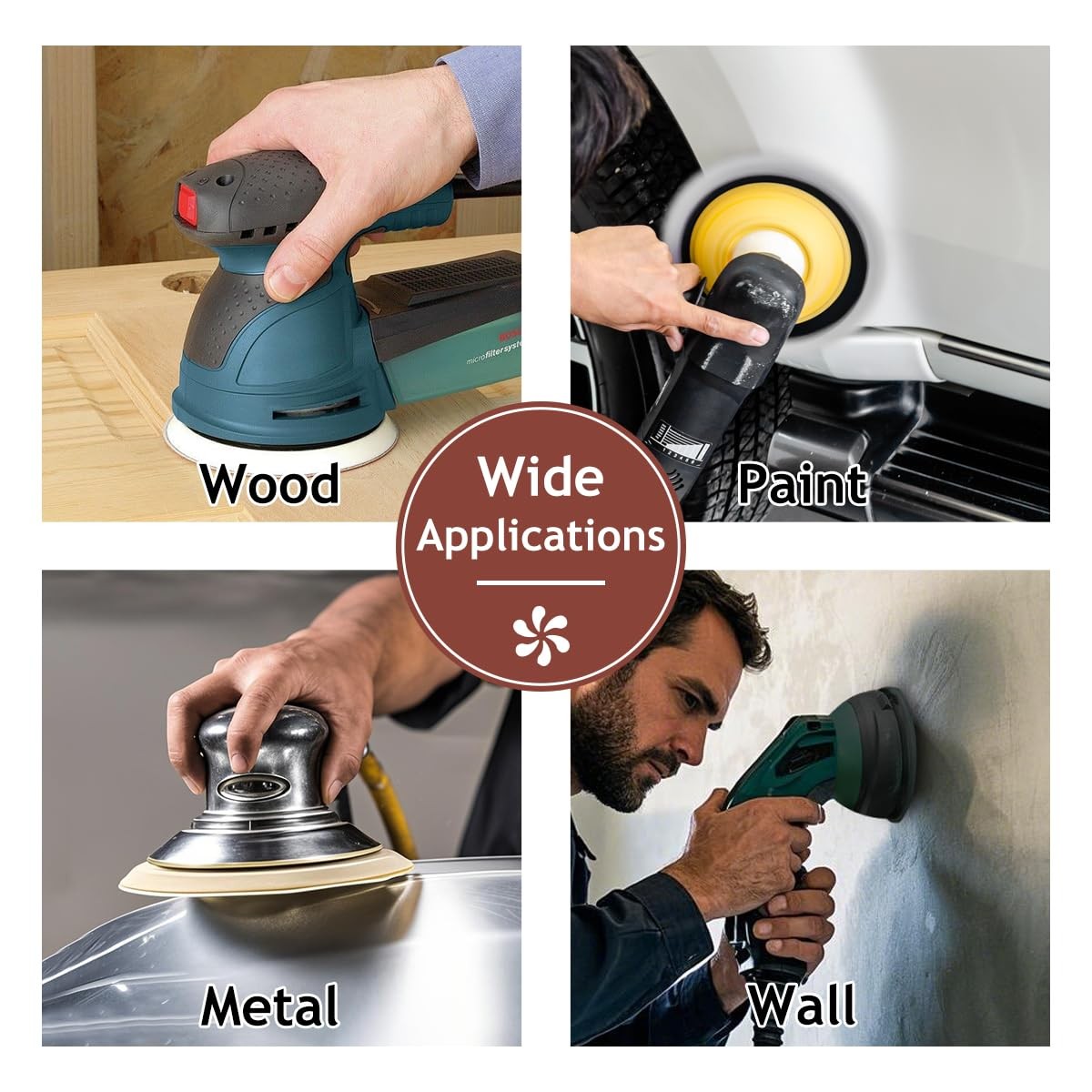 50 Pack 5″ 8 Hole Sanding Discs Hook and Loop Sandpaper Pads for Orbital Sander