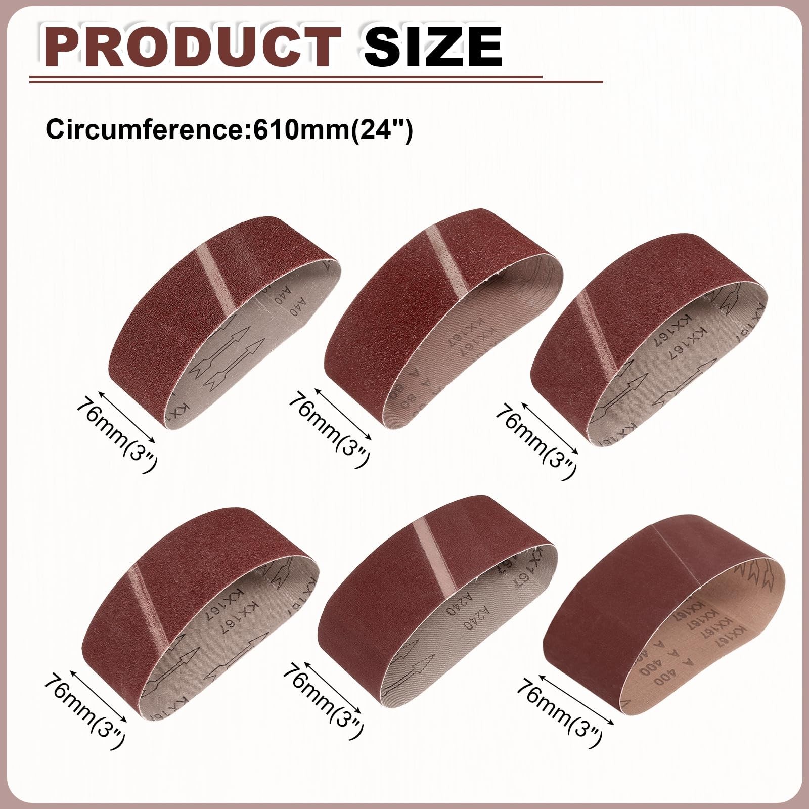 3″x24″ Sanding Belts – 18 Pcs Aluminum Oxide Grits 40/80/120/150/240/400 for Woo