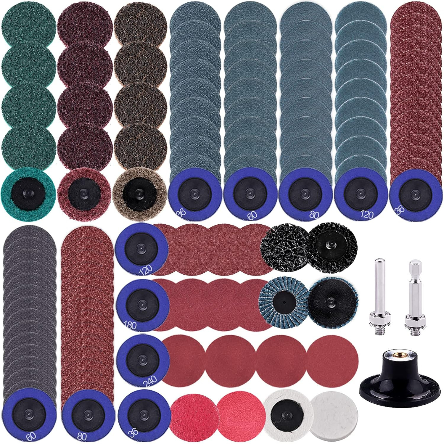126 Pcs Sanding Discs Tray Holder Surface Conditioning Disc Polish Finish Burr R