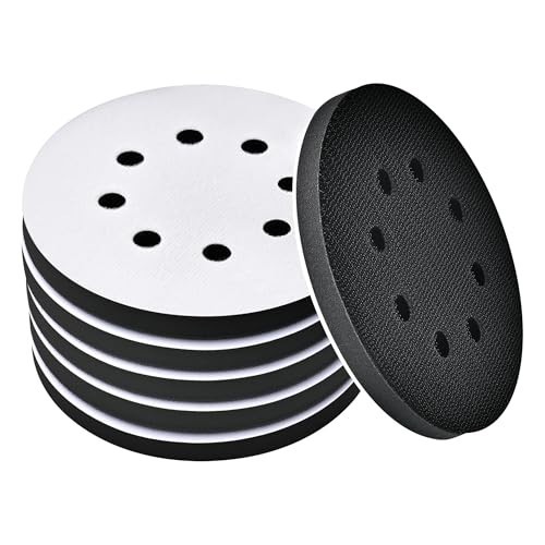 TPSUIPA 6 Pack 5 Inch 8 Hole Foam Sanding Pads, Soft Density Interface Pad, H