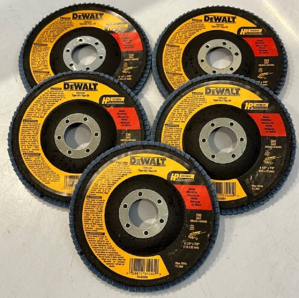 DeWalt DW8309 Flap Disc Metal Blending 80 Grit Zirconia 4-1/2″ x 7/8″ 5-PK