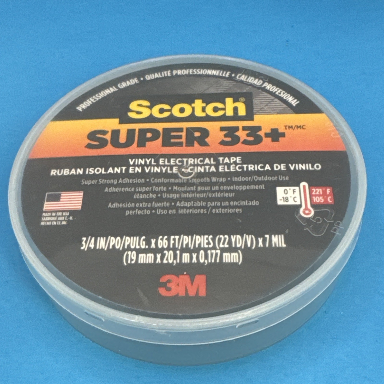Scotch Super 33+ Vinyl Electrical Tape, 6132-BA-10, 3/4 in x 66 ft