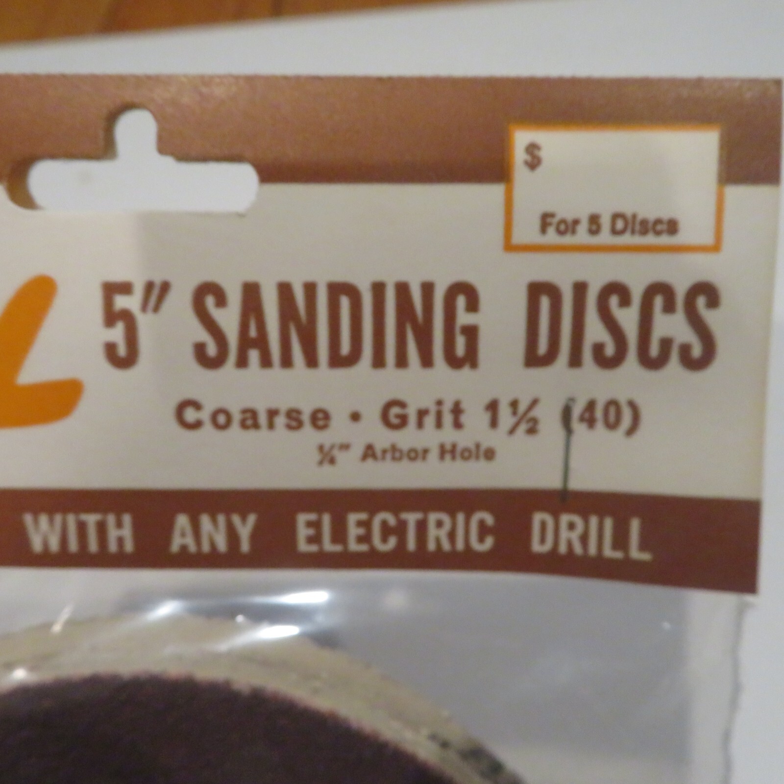 VTG SKIL 5″ Sanding Discs #3293 5 Pk Coarse Grit Use w. Any Electric Drill NOS