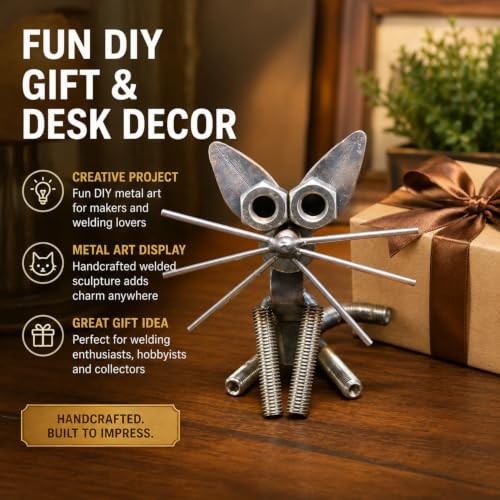 19 Pcs Cat Welding Practice Kit, 3D Cat Sculpture Carbon Steel Art DIY Metal