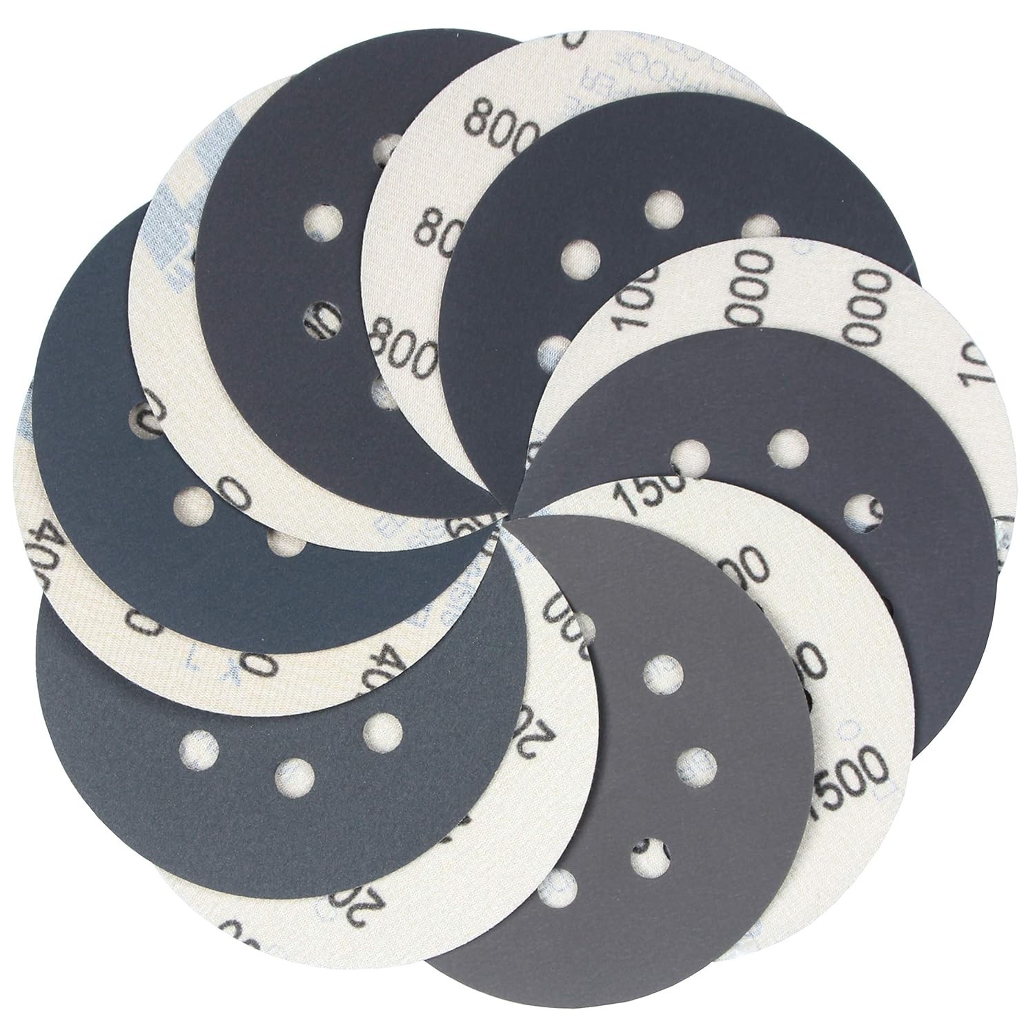 60 pcs 5 Inch Sanding Discs Hook & Loop for Orbital Sander with Tack Cloth