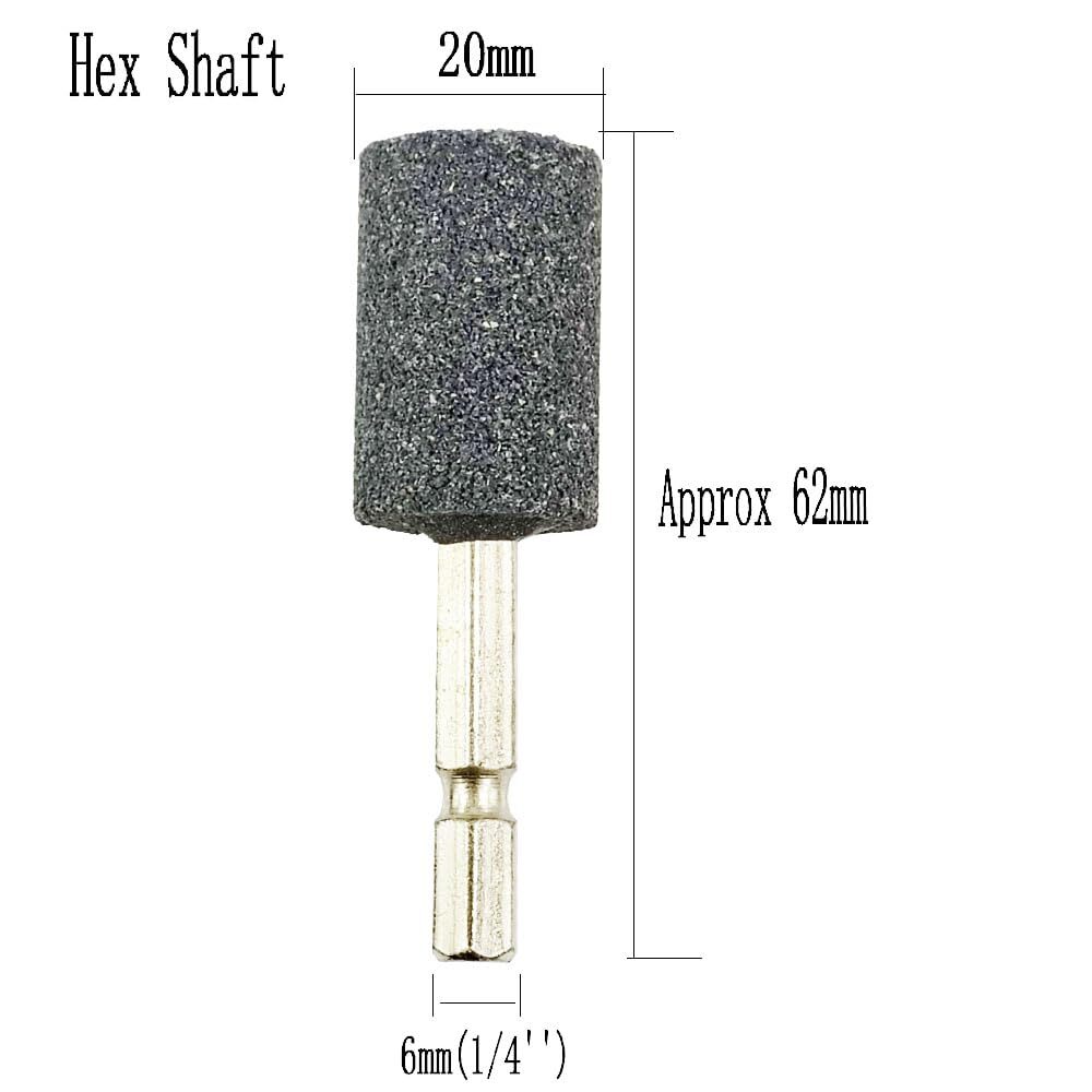 8 Pcs 20mm Cylinder Shape Grinding Stones 1/4 Inch Hex Shank for Rotary Tools