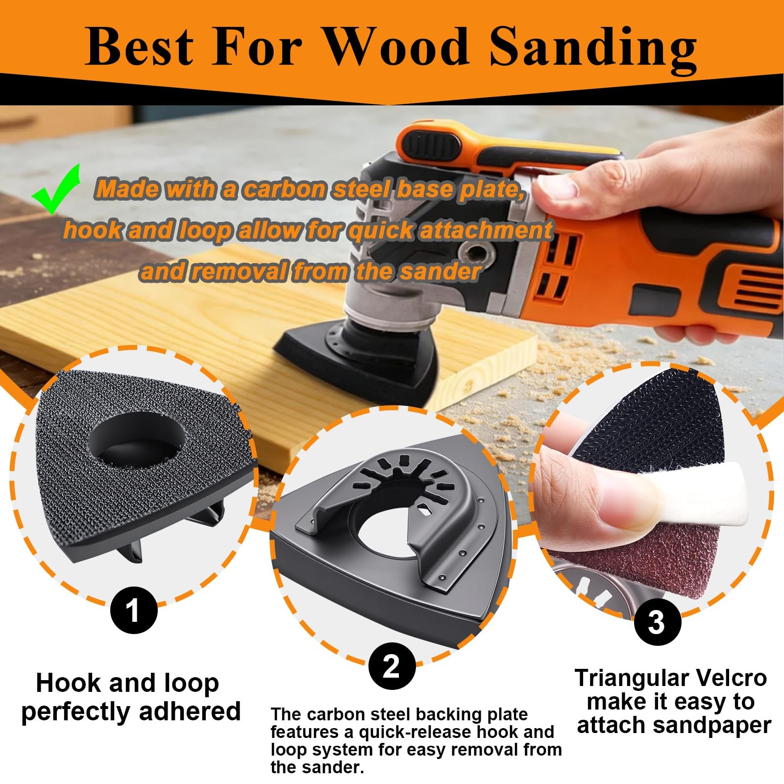 114Pcs Oscillating Tool Sanding Pads Kit 2Pcs Triangle 114Pcs, Brown