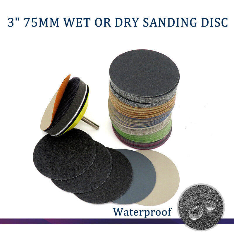 75mm 3″ Wet and Dry Sanding Disc 60-3000 Sandpaper Pads Hook&Loop 10pcs/pack UK