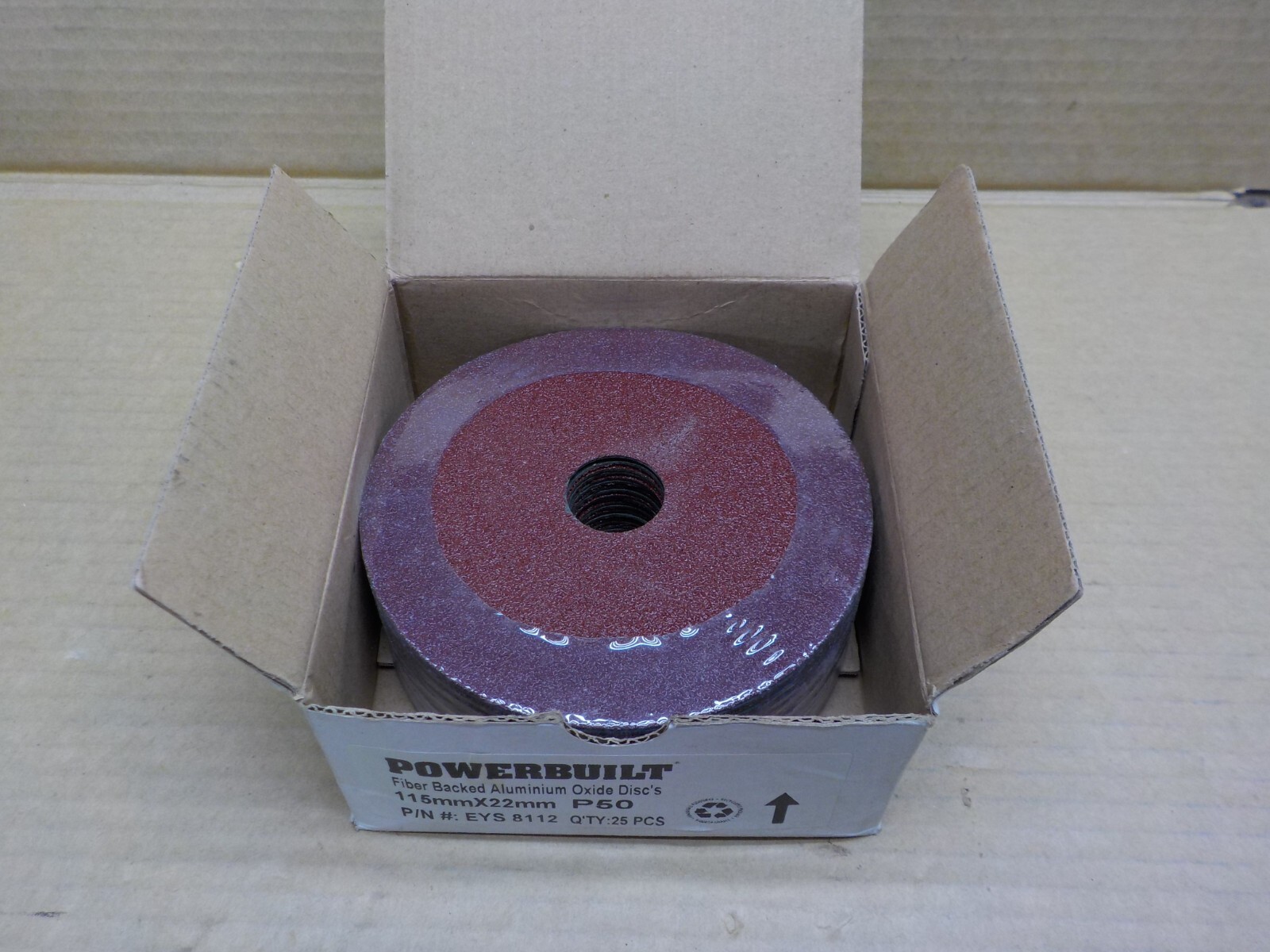 Powerbuilt 115x22mm P50 Aluminium Oxide Discs, 25 Pack Sanding Discs, This item