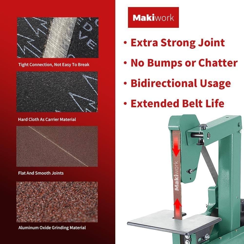Versatile 15-Pack Sanding Belts – 1×42 Inch, Aluminum Oxide for Multiple Uses
