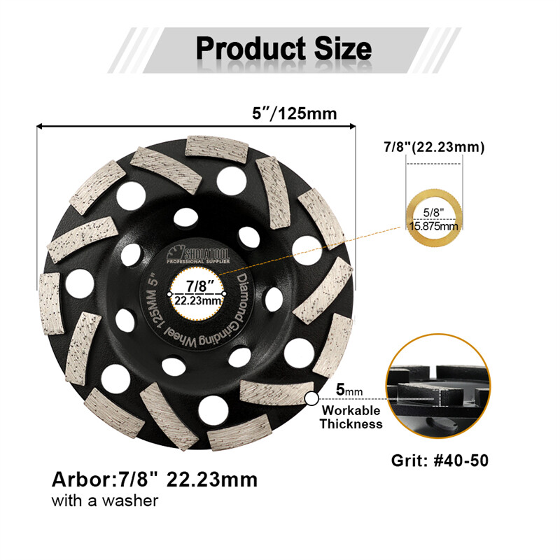 SHDIATOOL 4.5″/5″ Diamond Grinding Wheel For Grinding Concrete Granite Stone