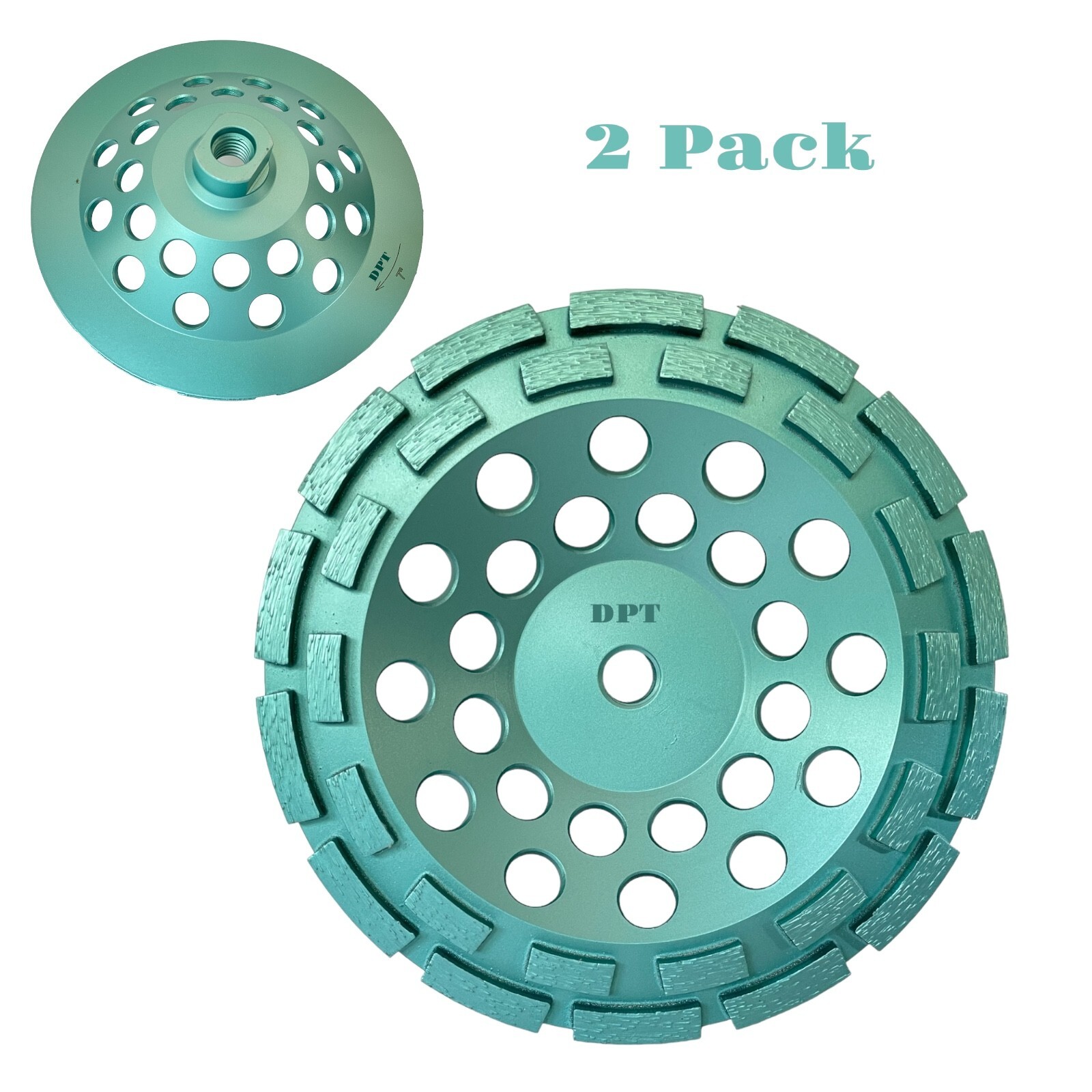 7″ Concrete Grinding Cup Double Row Wheels 28 Diamond Abrasive Seg 5/8″-11 Arbor