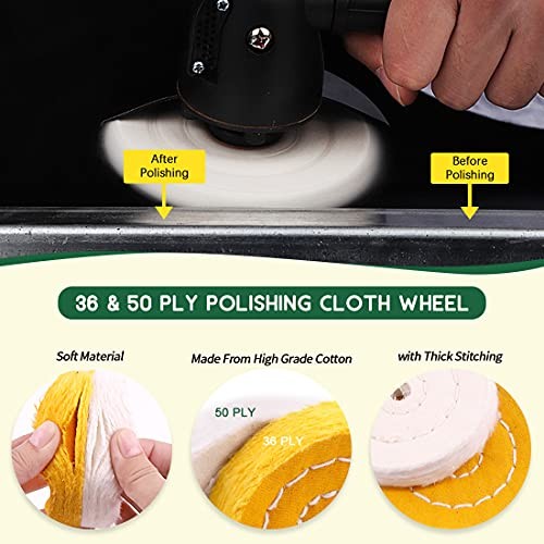 Keadic 8 Pcs 3 Inches Buffing Polishing Wheel Kit 3 pcs Polish Compound,
