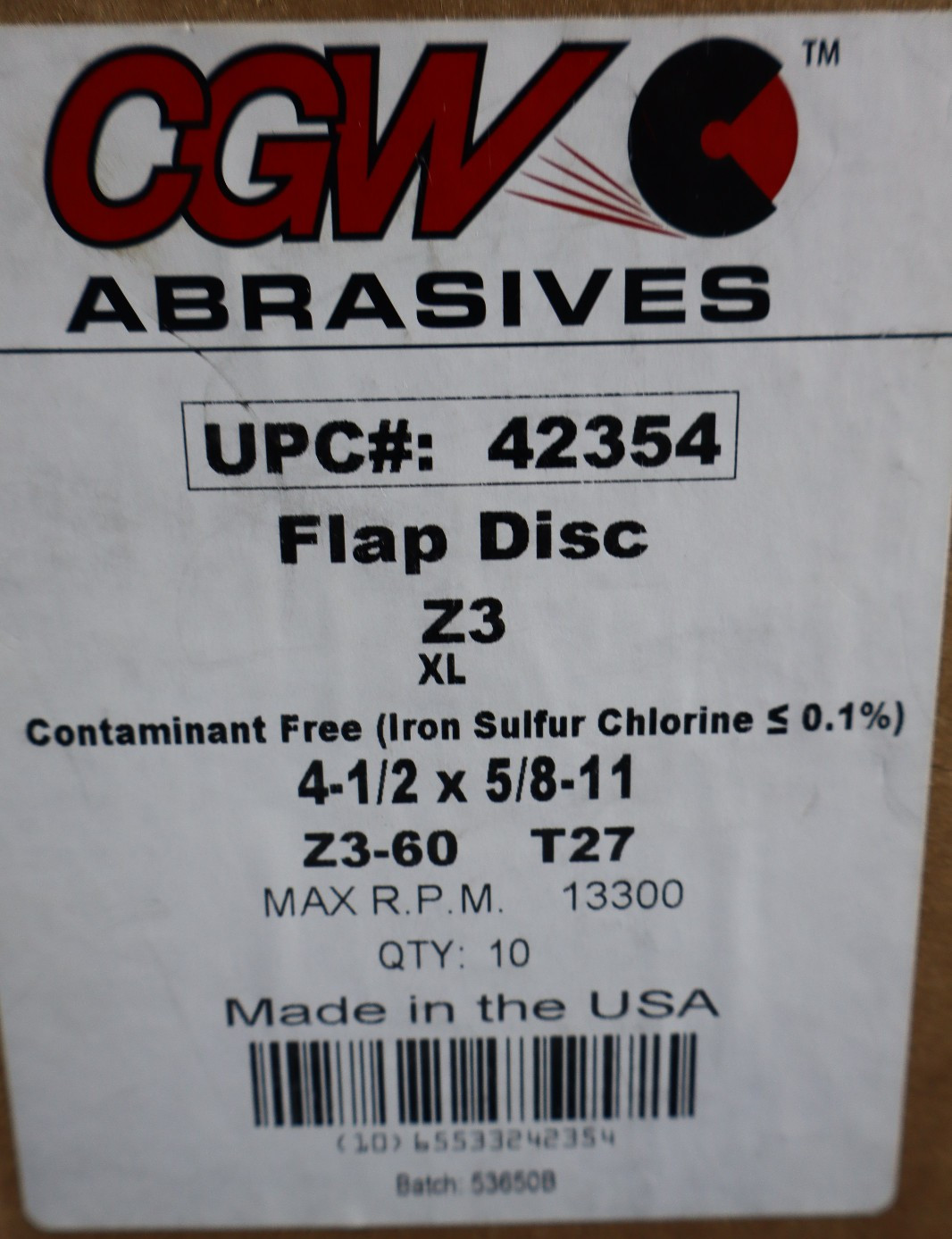 10 – CGW Abrasives 42356 Flap Disc Z3XL 4 1/2″ X 5/8-11 Max RPM 13,300 Z3-6 T27