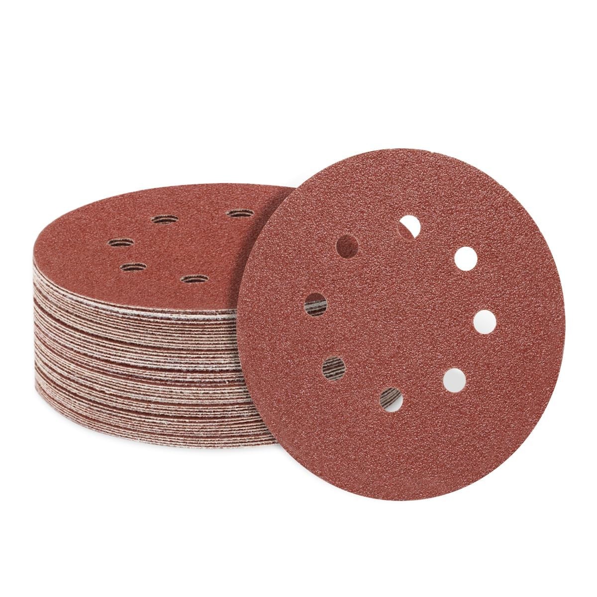 50 PCS 5 Inch 8 Hole Sanding Discs, 60 80 120 240 320 Assorted Grits Hook and…