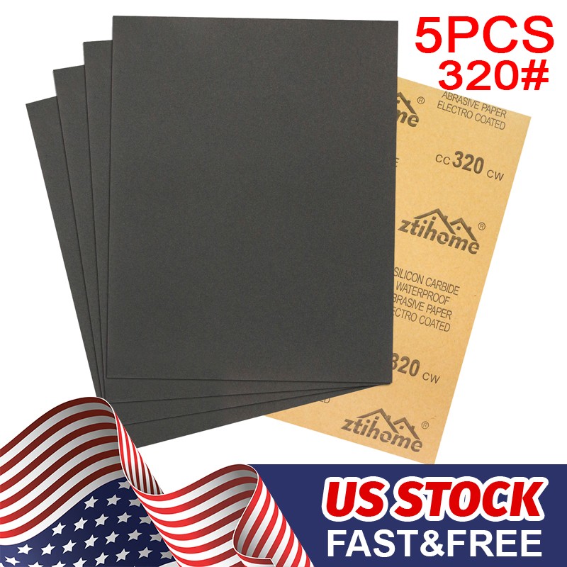 5x Wet Dry Sandpaper 320 Grit Assortment 9×11” Abrasive Paper Sheets Sanding US