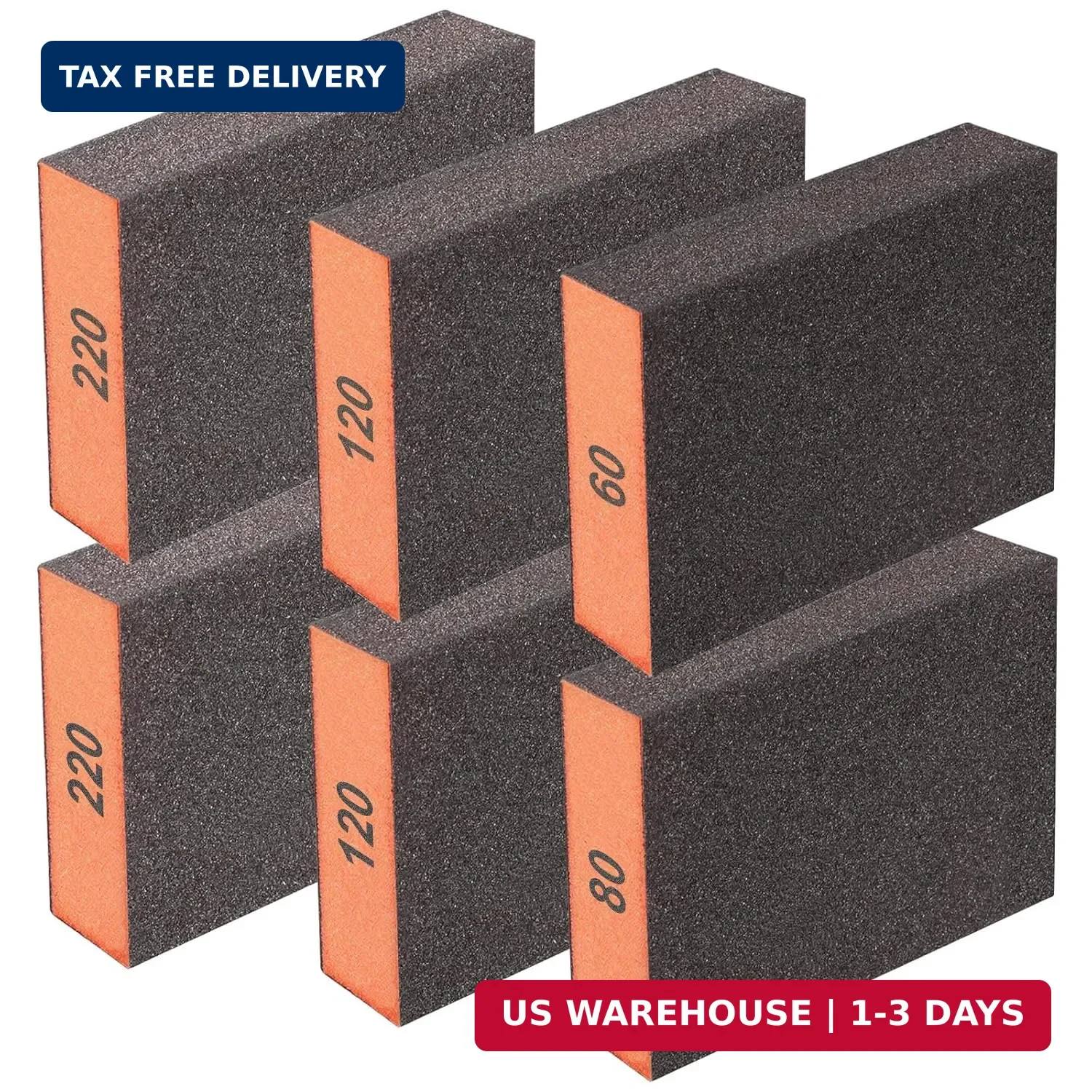 6Pcs Sanding Sponge 60 80 120 220 Coarse Medium Fine Grit Sanding Block Washable