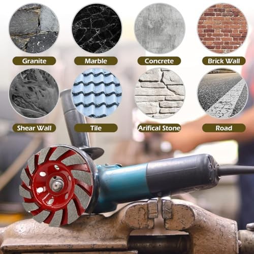 Pieces Turbo Concrete Grinder disc 4 inch Diamond Grinding Cup Wheel 12 Segs 6