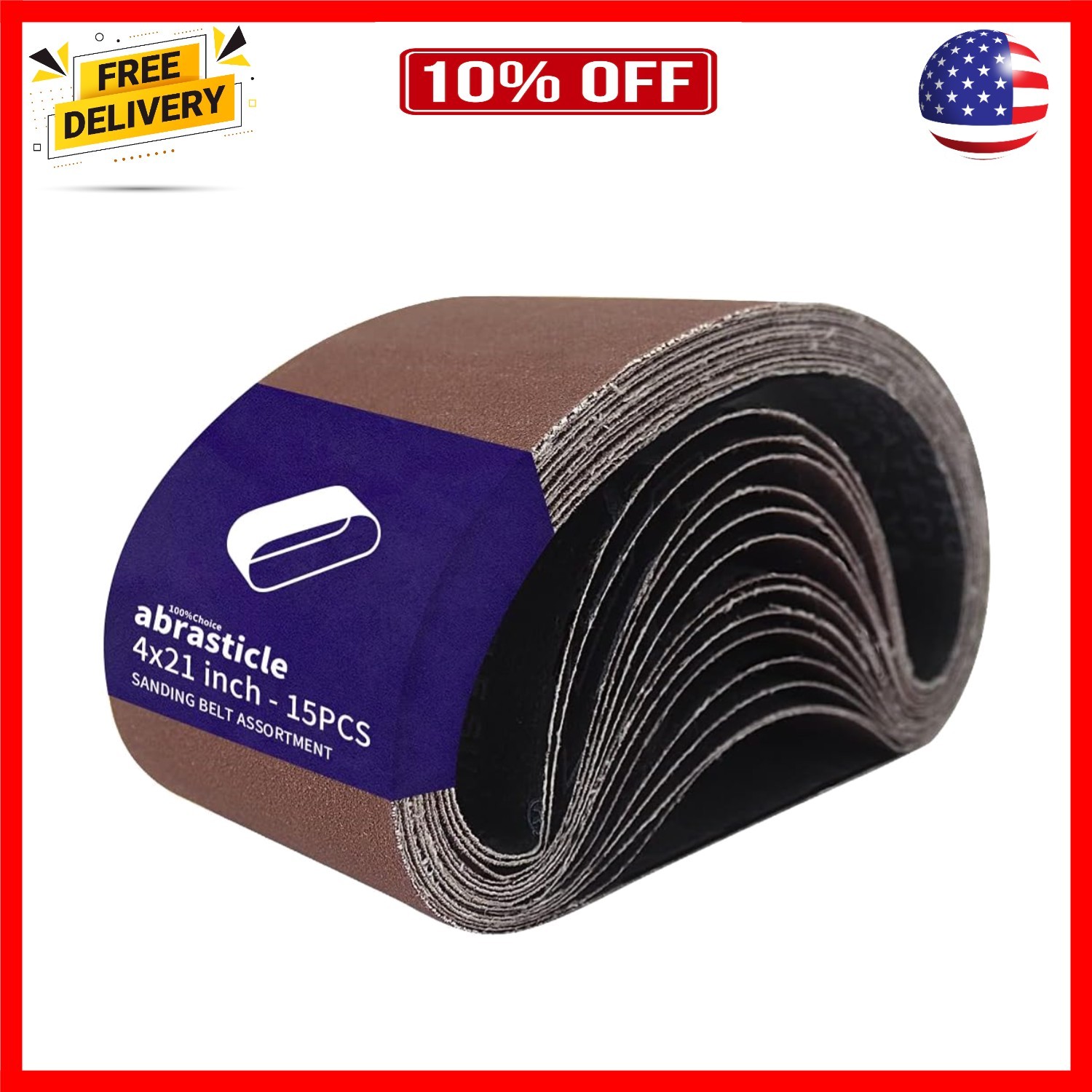 15 Pcs 4 x 21 Inch Assorted Aluminum Oxide Sanding Belts – 80/120/150/240/400…