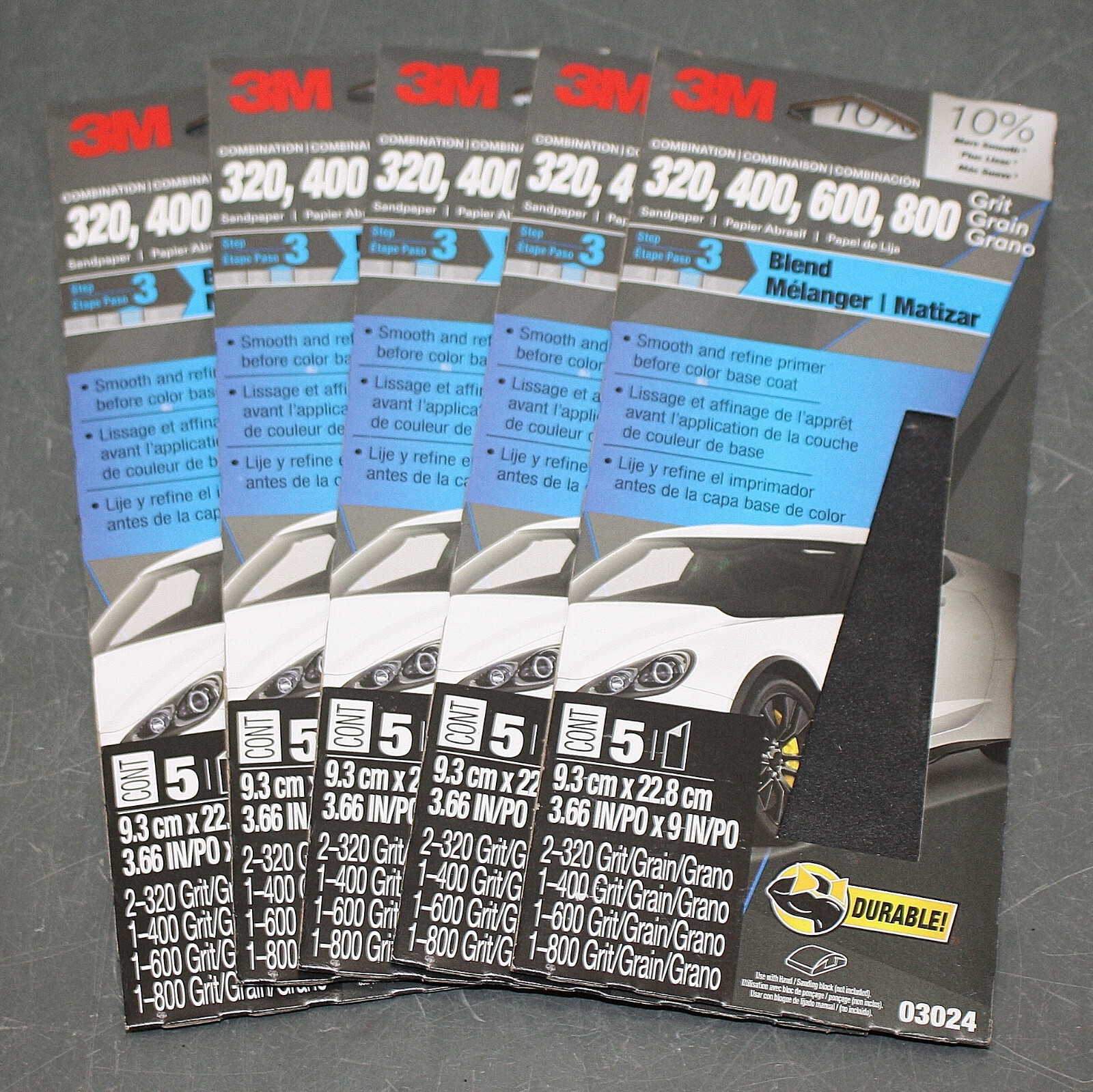 (20) 3M Body Repair Sandpaper Kits 03024, 3-2/3″ x 9″, Grit 320 400 600 800