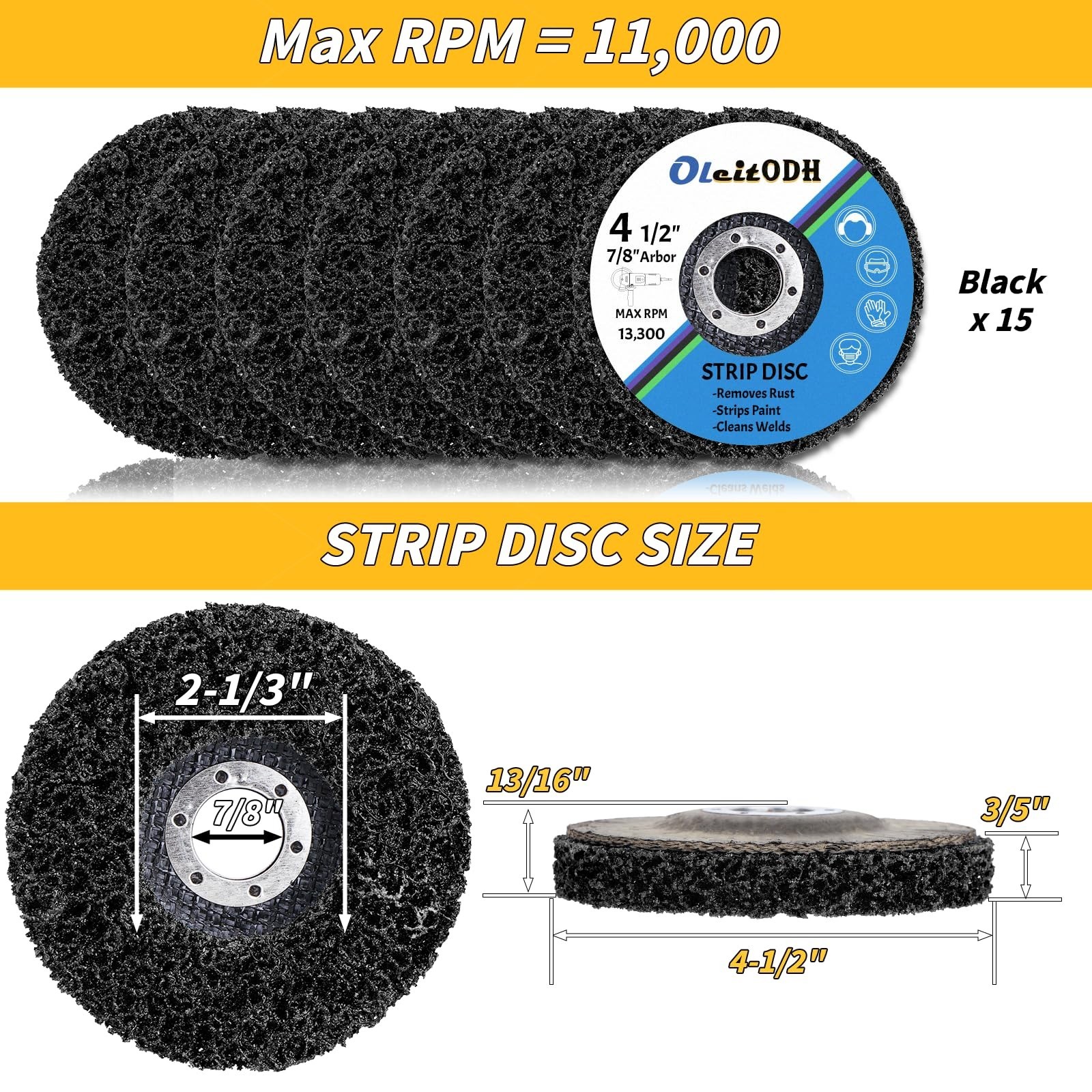 15 Pcs 4.5″ Strip Discs for Angle Grinders, Paint Stripping & Rust Removal Wheel