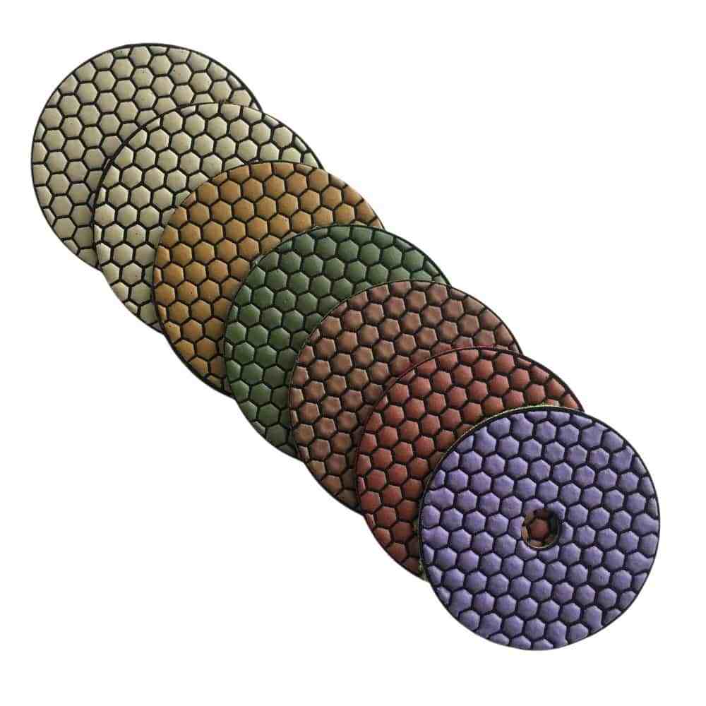 5″ Dry Stone Polishing Set (7pc) #50 100 200 400 800 1500 3000 Granite Marble