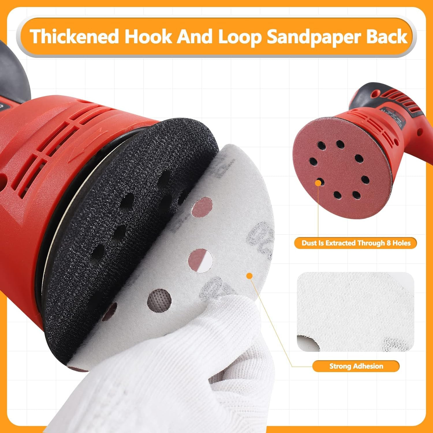 5 Inch Hook Loop Sanding Discs 8-Hole Hook Sanding Discs 40-1000 Grit For Sander