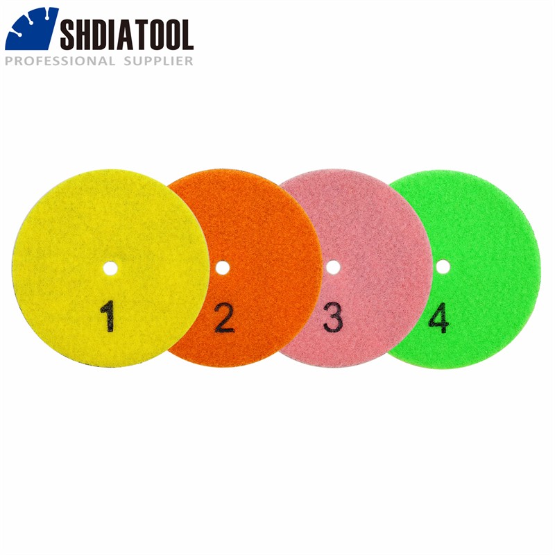 SHDIATOOL 4”/100mm 4 Steps Wet and Dry Resin Square Sanding Discs 4pcs