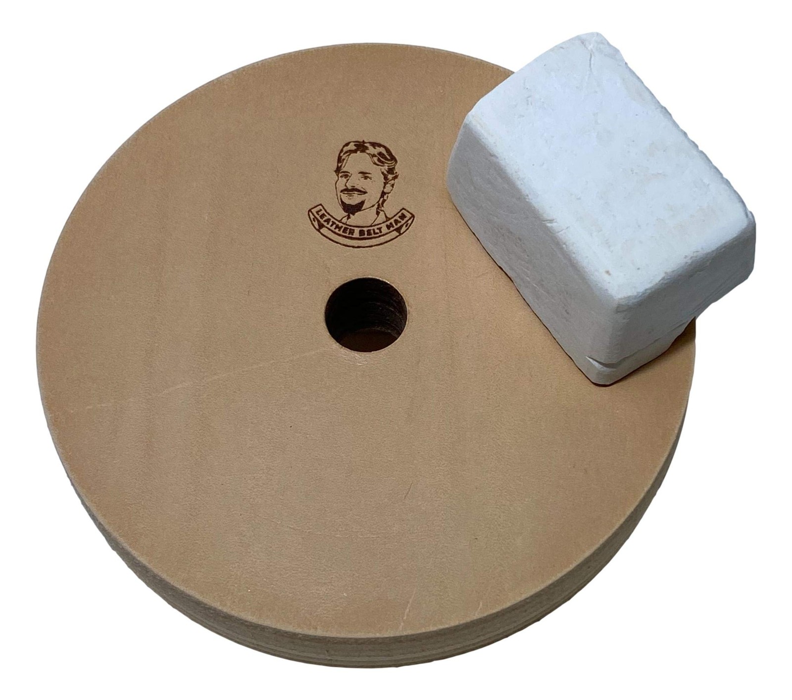 4″ Diameter Leather Honing Wheel – Fits 1/2″ Arbor – White Compound (3/4″ Width)