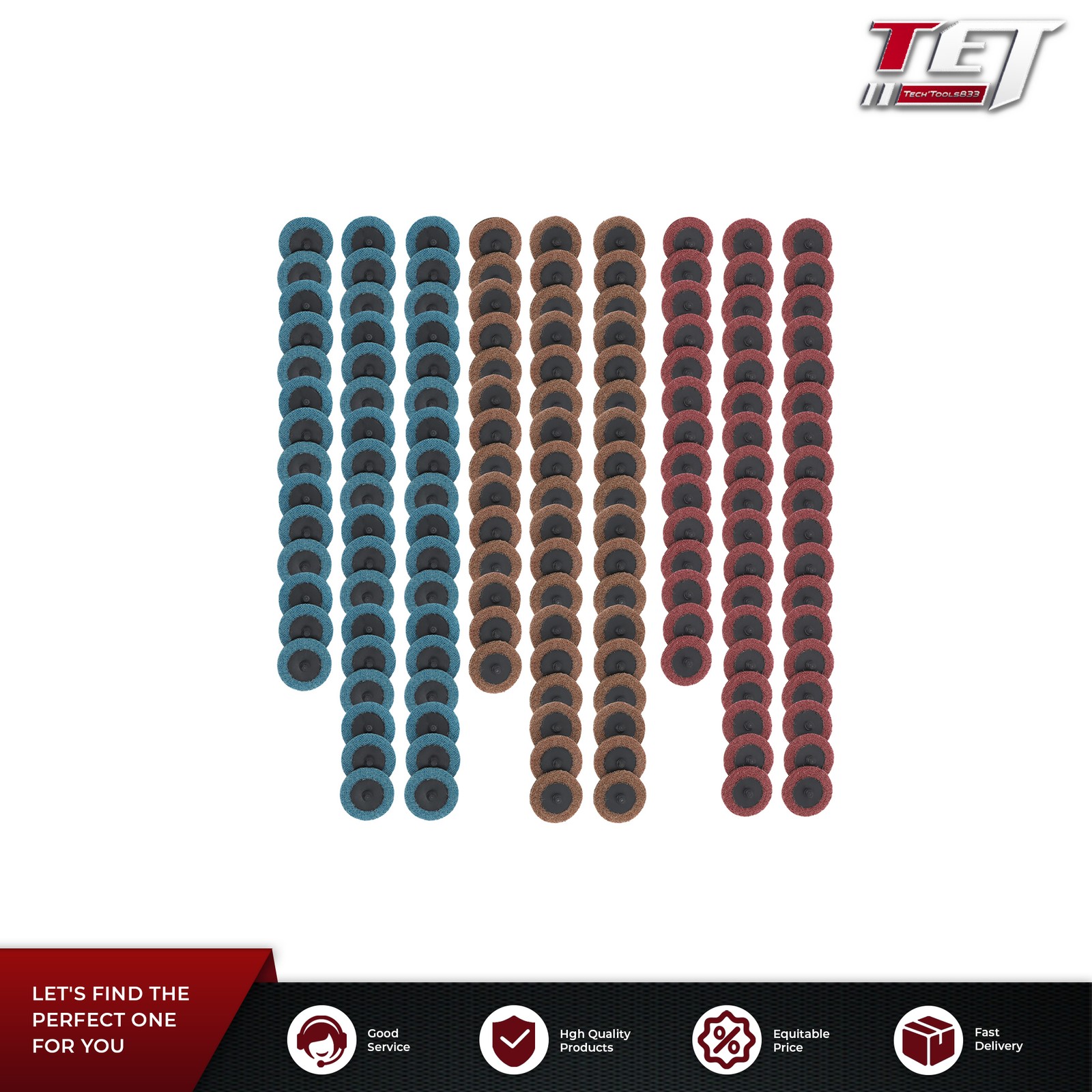 150 Pcs 2 Inch Fine Medium and Coarse Quick Change Torque Sanding Discs