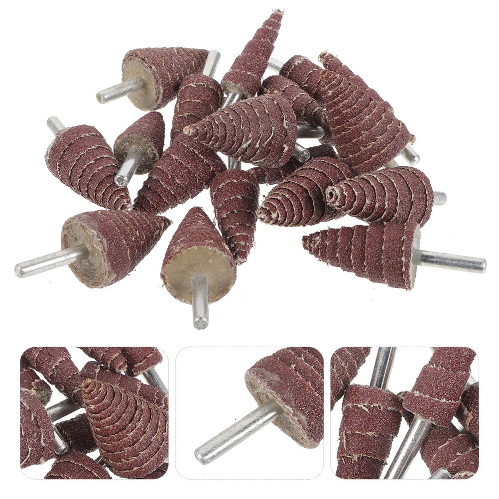 20Pcs Cone Shape Abrasive Flap Wheels with Handle for Sanding Grinding