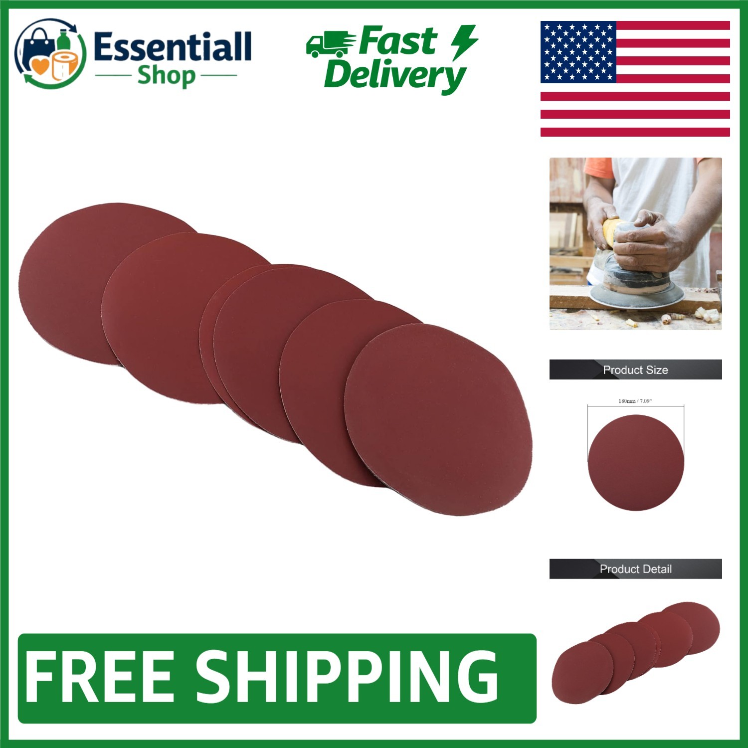 Silicon Carbide 7 Inch Sanding Discs – 10 Pack, Perfect for Polishing & Grinding