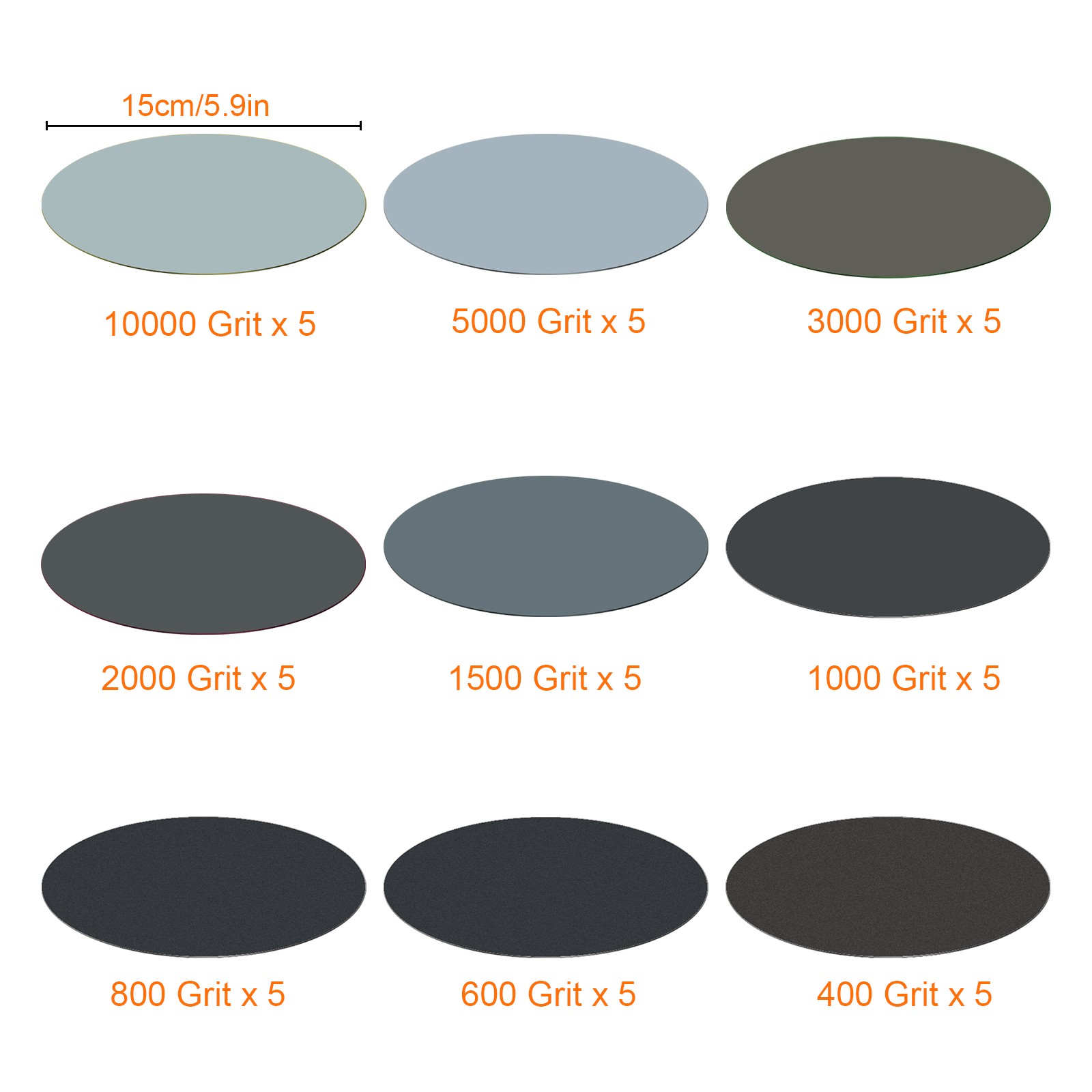 45PCS 6″ Hook & Loop Sandpaper 400-10000 Grit Sanding Disc for Orbital Sander