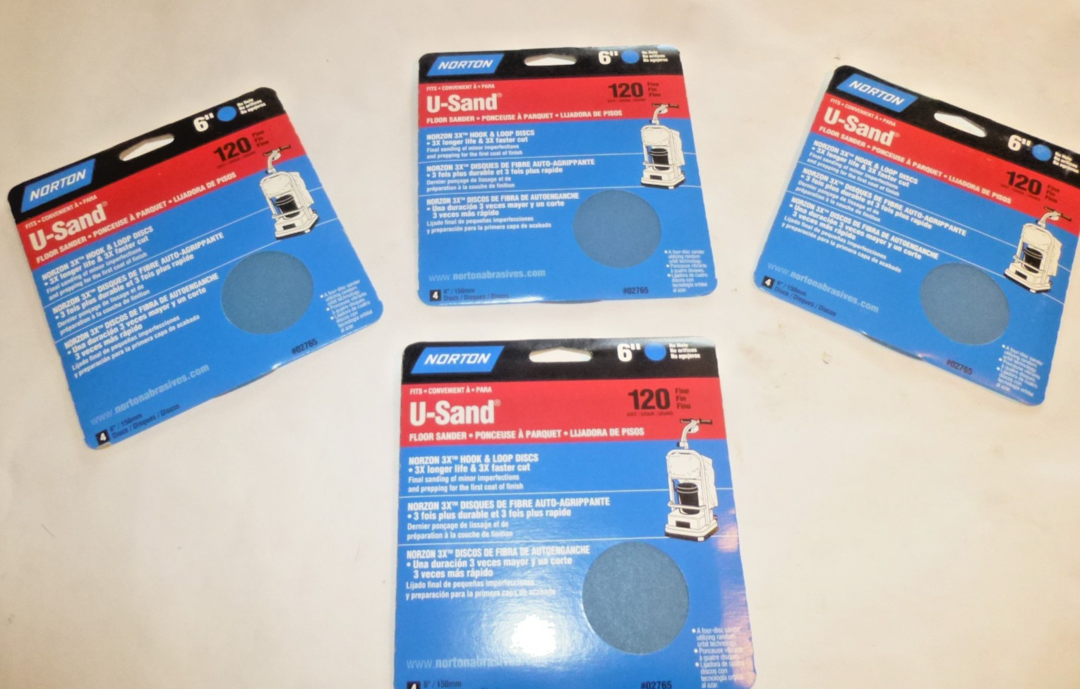 4 packs Norton Floor Sander U-Sand 6 inch 120 grit hook & loop discs each with 4