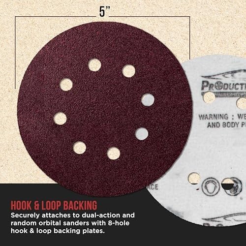 160 Pack 5 inch Sanding Discs 8-Hole Red Variety Pack Grit, Hook ,Loop Sandpaper