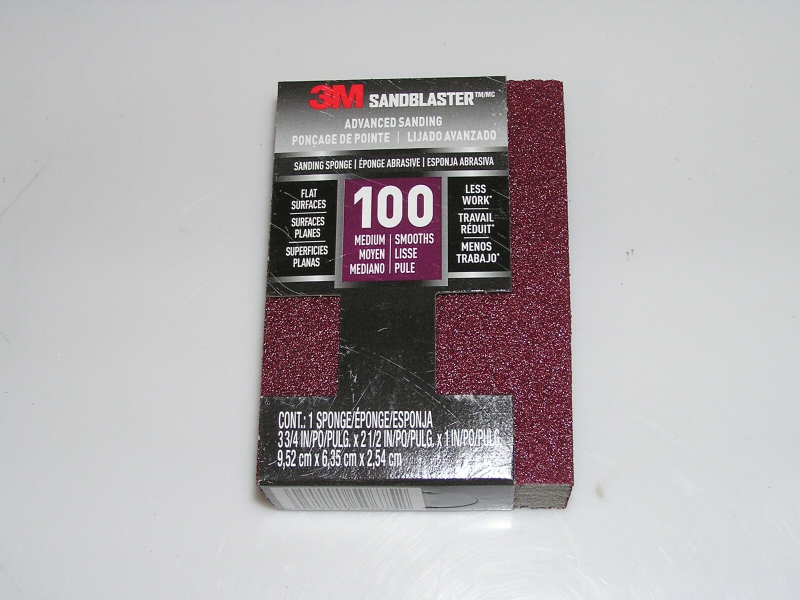 3M 3-3/4 in. L x 2-3/4 in. W x 1 in. 100 Grit Medium Sanding Sponge