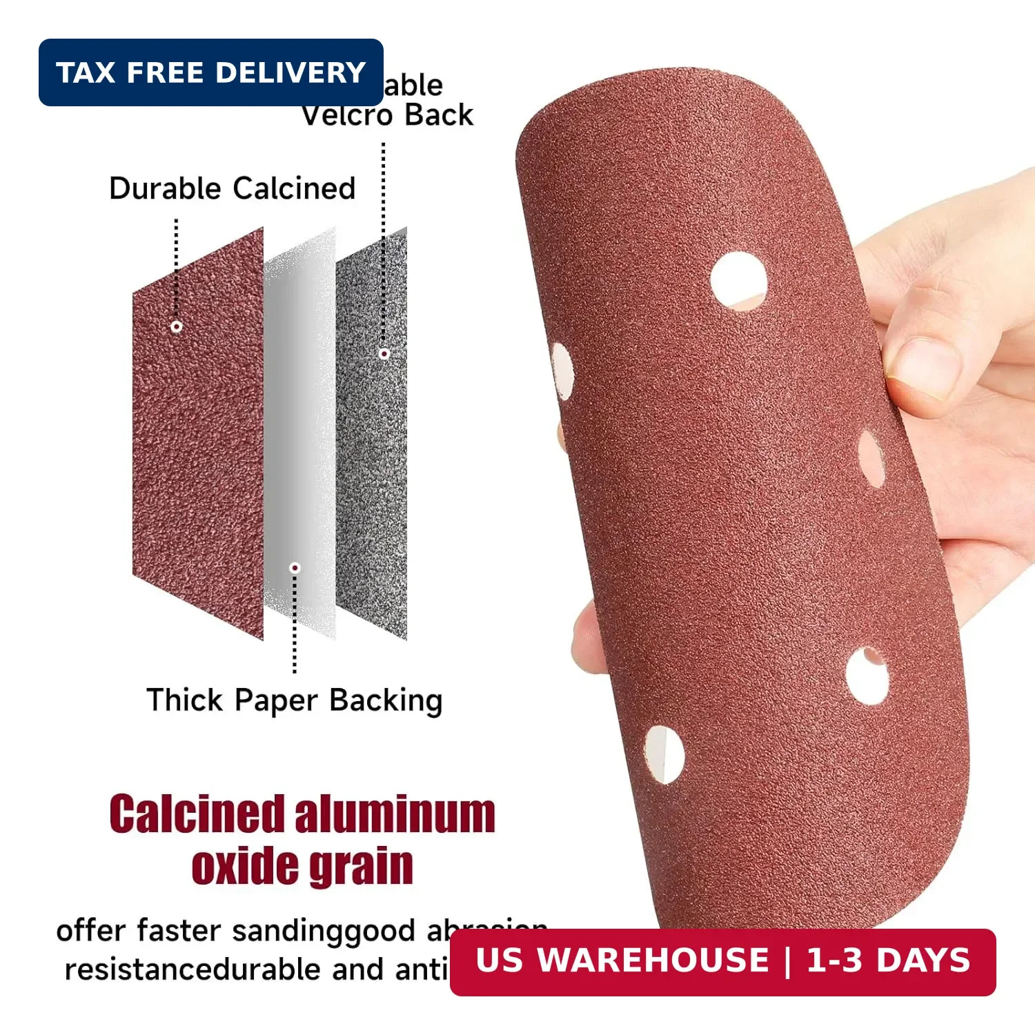 100 PCS 6 Inch Sanding Discs, 6 Hole Hook and Loop Sandpaper 60 80 120 240 400 G