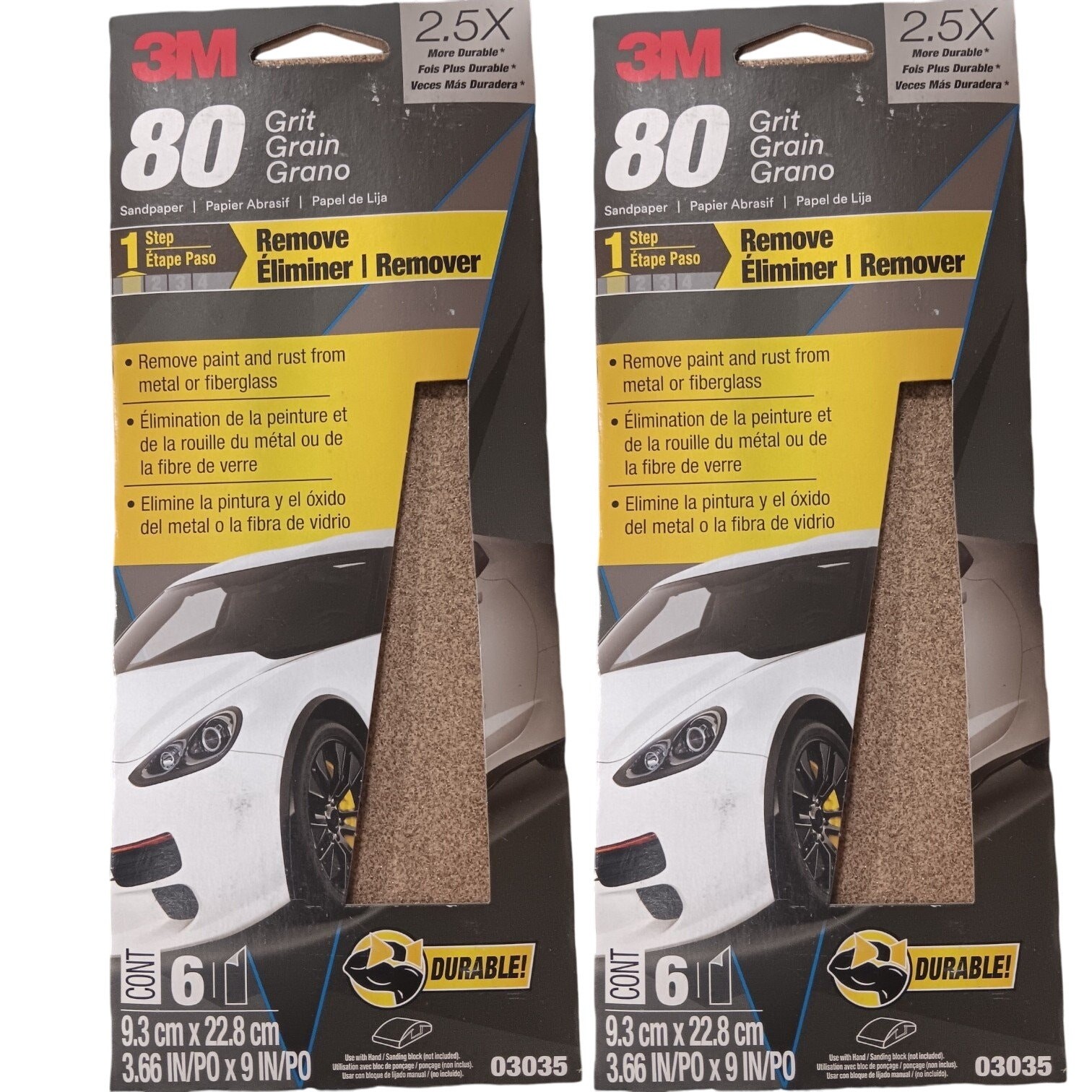 3M Wetordry Sandpaper 3035 – 80 Grit, 3 2/3″ x 9″, 12 Sheets (2-Pack)