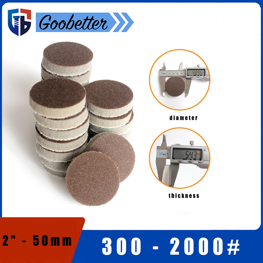 2″ – 50mm Foam Sponge Discs Sanding Orbital Hook Loop Sandpaper Pads 300 – 2000