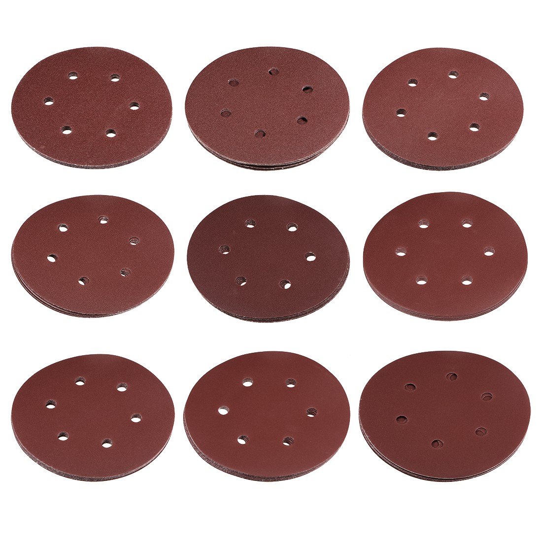 45pcs 6″ 6 Hole Sandpaper Sanding Discs 80/100/120/150/180/240/320/400/600 Grit