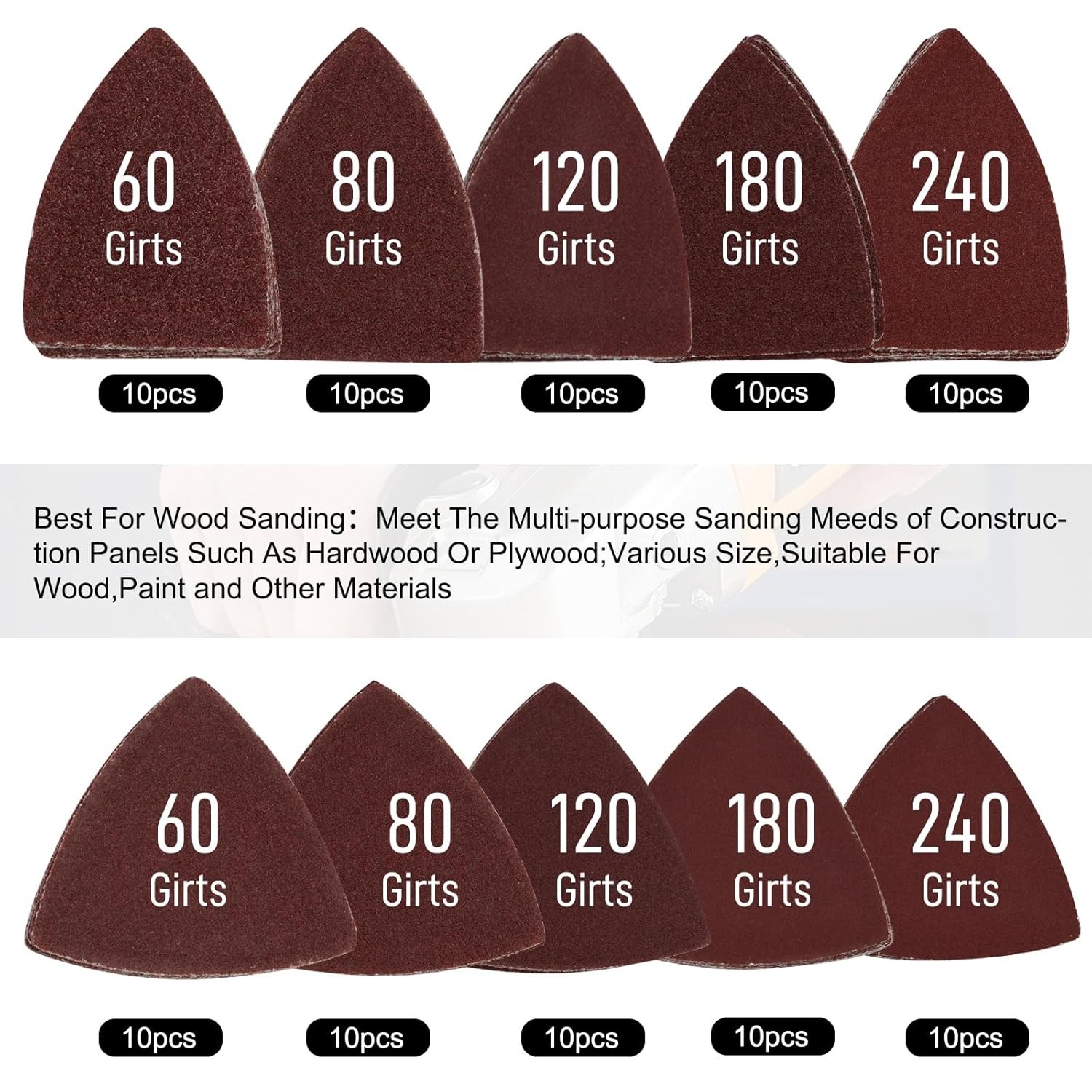 104Pcs Oscillating Multi-Tool Sanding Pads Kit, 2Pcs Triangle Sanding Pads an…